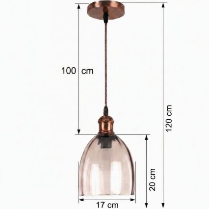 Brilagi - LED lestenec na kablu RETRO GLASS 1xE27/60W/230V Ø 17 cm medena/dimljeno bež