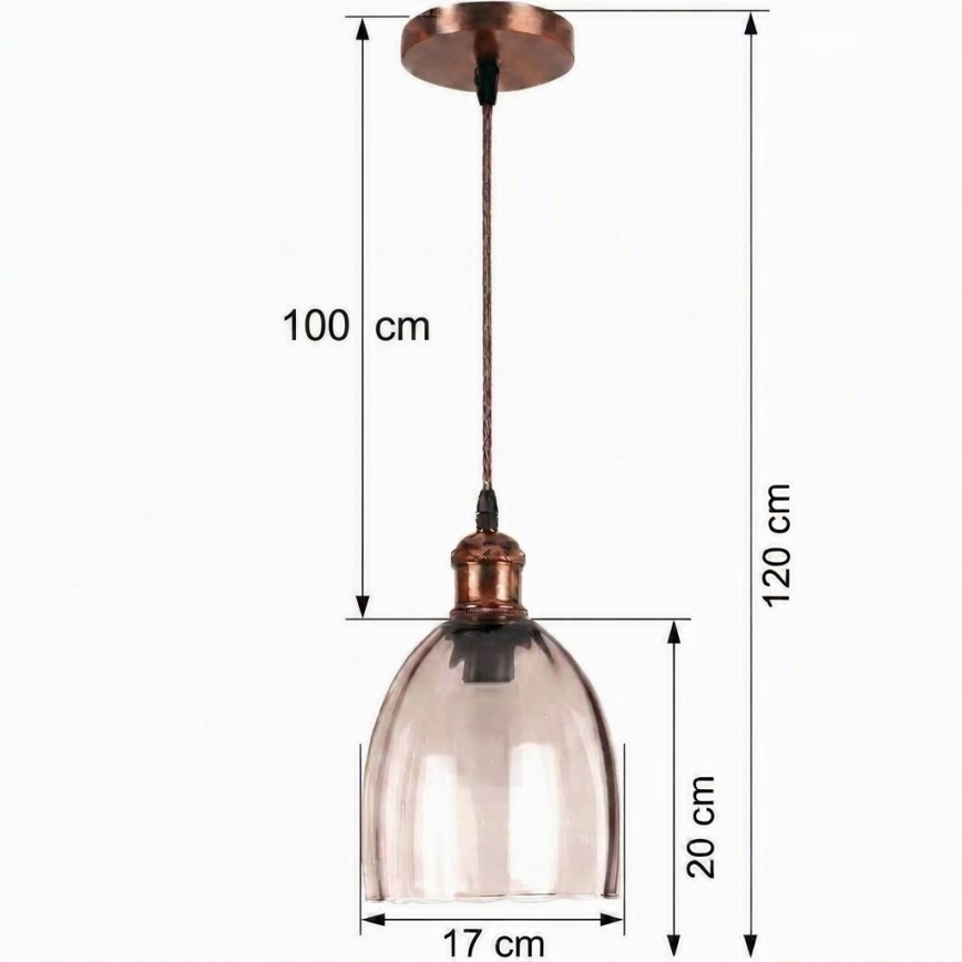 Brilagi - LED lestenec na kablu RETRO GLASS 1xE27/60W/230V Ø 17 cm medena/dimljeno bež