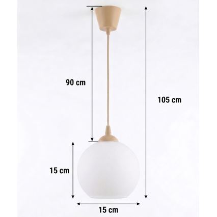 Brilagi - LED lestenec na jekleni vrvici RETRO GLASS 1xE27/60W/230V premer 15 cm bež/bela