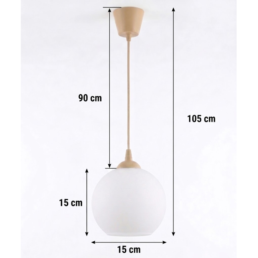 Brilagi - LED lestenec na jekleni vrvici RETRO GLASS 1xE27/60W/230V premer 15 cm bež/bela