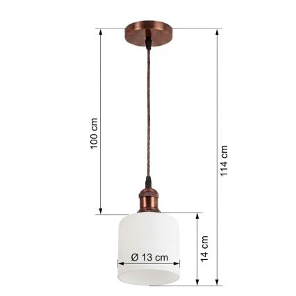 Brilagi - LED lestenec na jekleni vrvici RETRO GLASS 1xE27/60W/230V Ø 13 cm bakrena/bela