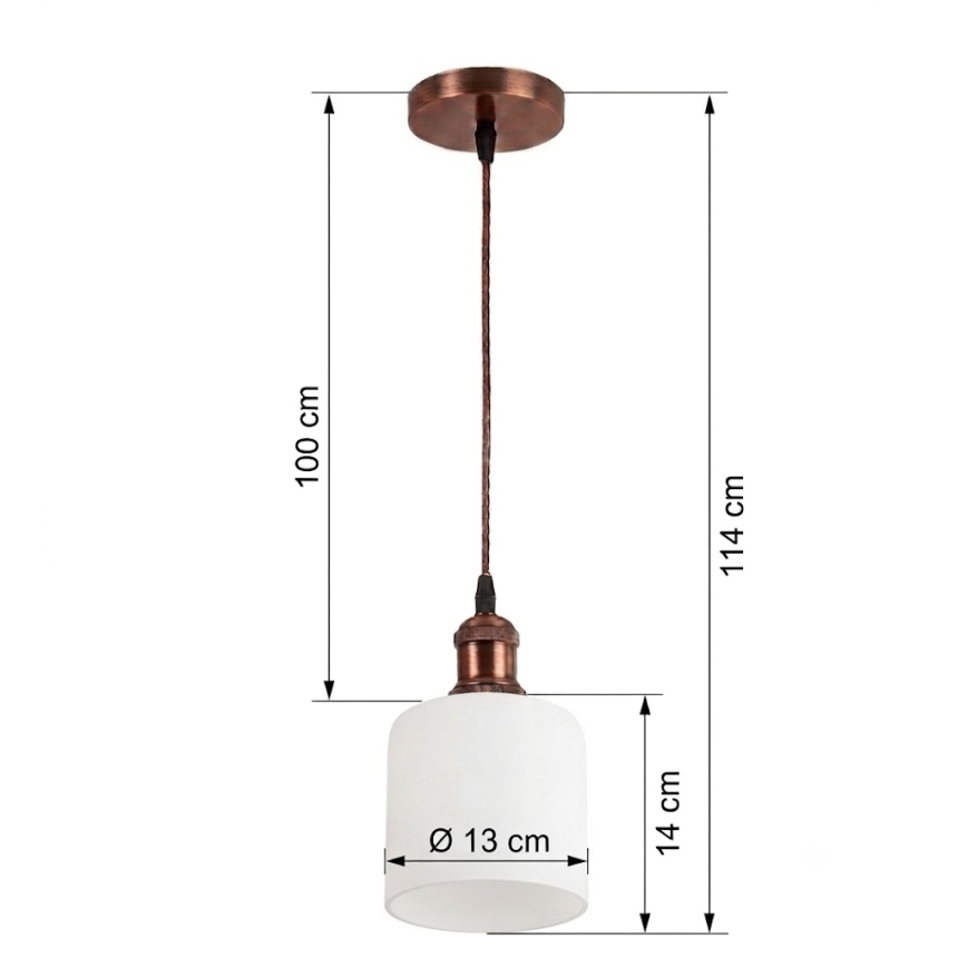 Brilagi - LED lestenec na jekleni vrvici RETRO GLASS 1xE27/60W/230V Ø 13 cm bakrena/bela