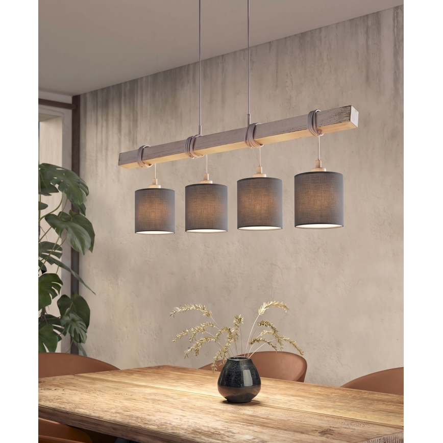 Brilagi - LED lestenec na jekleni žici NUBILA 4xE27/60W/230V siva/antracit