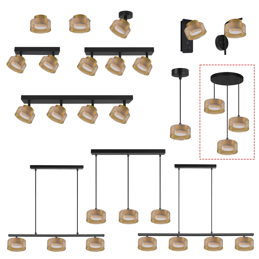 Brilagi - LED Lestenec na kablu AURA LUX 3xGX53/30W/230V črna/zlata
