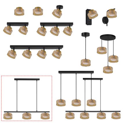 Brilagi - LED lestenec na kablu AURA LUX 3xGX53/30W/230V črna/zlata