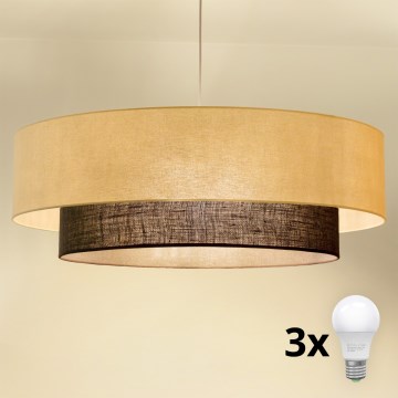 Brilagi - LED lestenec na kablu BOHO STYLE 3xE27/15W/230V premer 80 cm kremasta/rjava