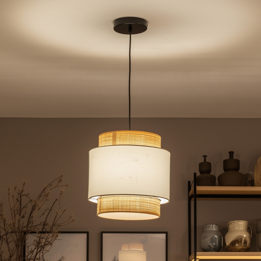 Brilagi - LED lestenec na kablu CERIA 1xE27/40W/230V Ø 30 cm črna/bež/bela