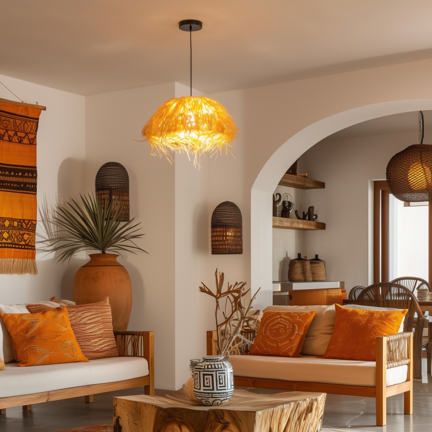 Brilagi - LED lestenec na kablu CERIA BOHO 1xE27/40W/230V, premer 40 cm, rafija