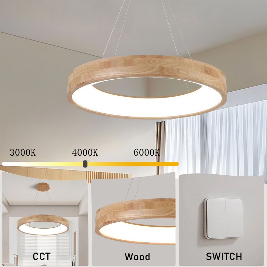 Brilagi - LED lestenec na kablu FALCON WOOD LED/40W/230V 3000/4000/6000K premer 60 cm les
