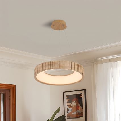Brilagi - LED viseči lestenec na kablu FALCON WOOD MODERN LED/30W/230V 3000/4000/6000K premer 45 cm les