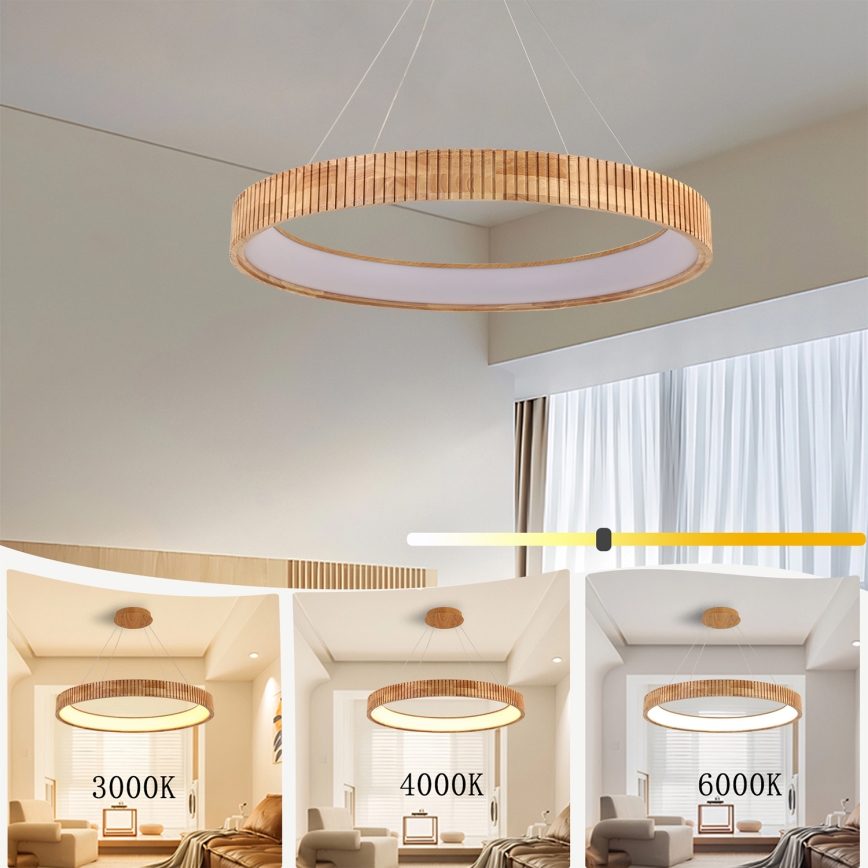 Brilagi - LED lestenec na kablu FALCON WOOD MODERN LED/60W/230V 3000/4000/6000K pr. 80 cm les