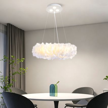 BRILAGI - LED lestenec na kablu FEATHER 3xE27/40W/230V + 3xLED/3W, premer 40 cm, bela