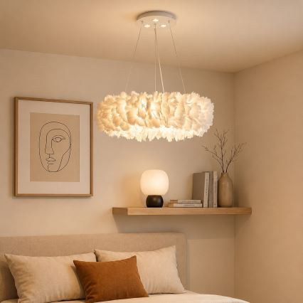 Brilagi - LED lestenec na kablu FEATHER 3xE27/40W/230V + 3xLED/3W, premer 40 cm, bela