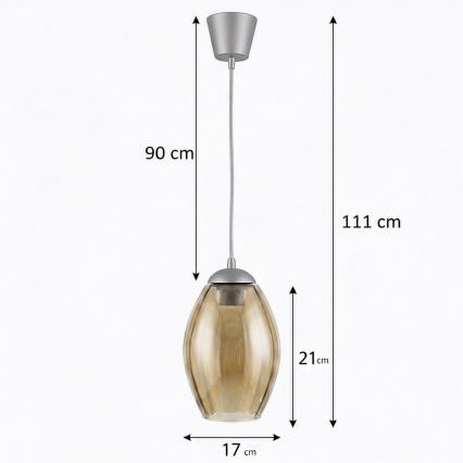 Brilagi - LED lestenec na kablu RETRO GLASS 1xE27/60W/230V pr. 17 cm srebrn/dimljen bež