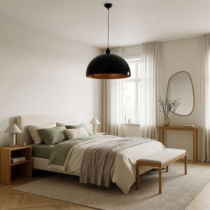 Brilagi - LED lestenec na kablu METALO 1xE27/40W/230V Ø 40 cm črna/bakrena