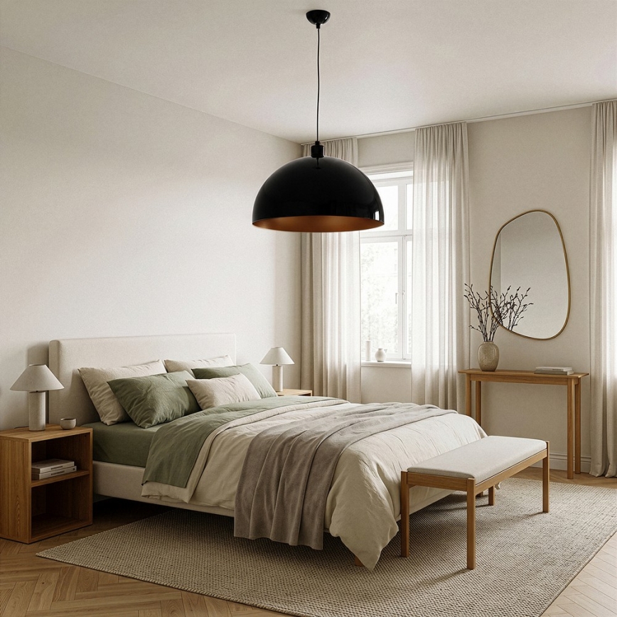 Brilagi - LED lestenec na kablu METALO 1xE27/40W/230V Ø 40 cm črna/bakrena