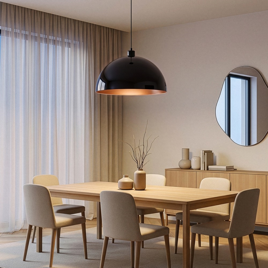 Brilagi - LED lestenec na kablu METALO 1xE27/40W/230V Ø 40 cm črna/bakrena