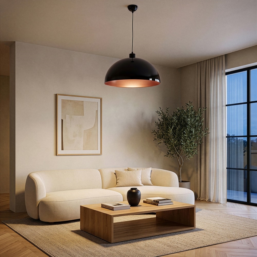 Brilagi - LED lestenec na kablu METALO 1xE27/40W/230V Ø 40 cm črna/bakrena