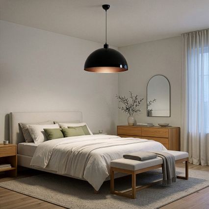 Brilagi - LED lestenec na kablu METALO 1xE27/40W/230V Ø 40 cm črna/bakrena