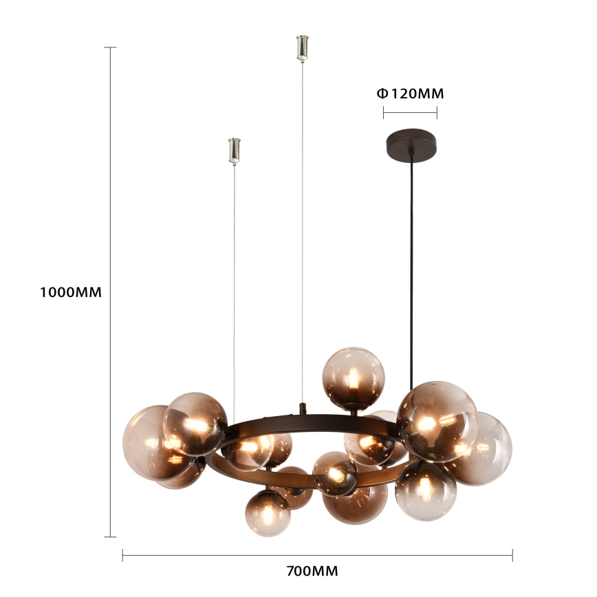 Brilagi - LED lestenec na kablu MILLA 15xG9/3W/230V rjava/dimljena rjava