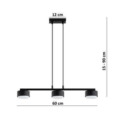 Brilagi - LED lestenec na kablu MONO 3xGX53/30W/230V črna