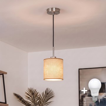 Brilagi - LED lestenec na kablu NUBILA 1xE27/60W/230V premer 14 cm črna/svetlo rjava