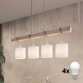 Brilagi - LED lestenec na kablu NUBILA 4xE27/60W/230V siva/bela