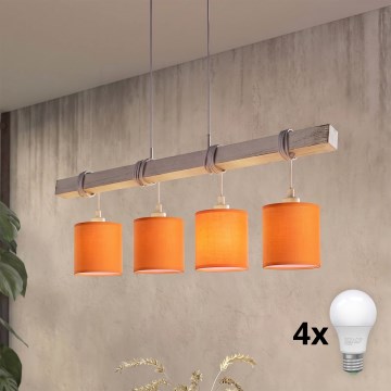 Brilagi - LED lestenec na kablu NUBILA 4xE27/60W/230V siva/oranžna