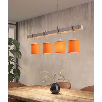 Brilagi - LED lestenec na kablu NUBILA 4xE27/60W/230V siva/oranžna