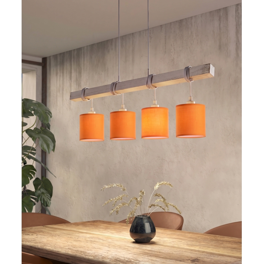 Brilagi - LED lestenec na kablu NUBILA 4xE27/60W/230V siva/oranžna