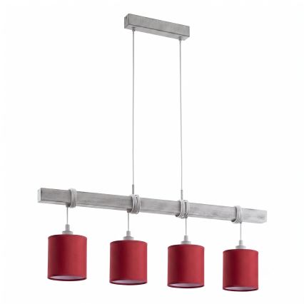 Brilagi - LED lestenec na kablu NUBILA 4xE27/60W/230V siva/pompejska rdeča