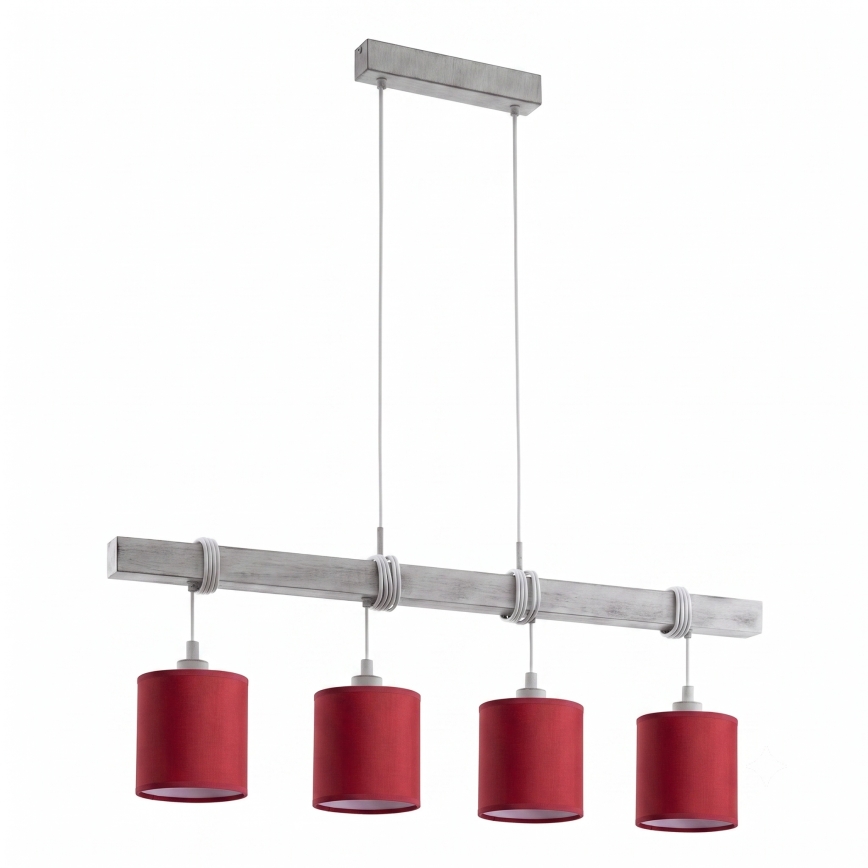 Brilagi - LED lestenec na kablu NUBILA 4xE27/60W/230V siva/pompejska rdeča