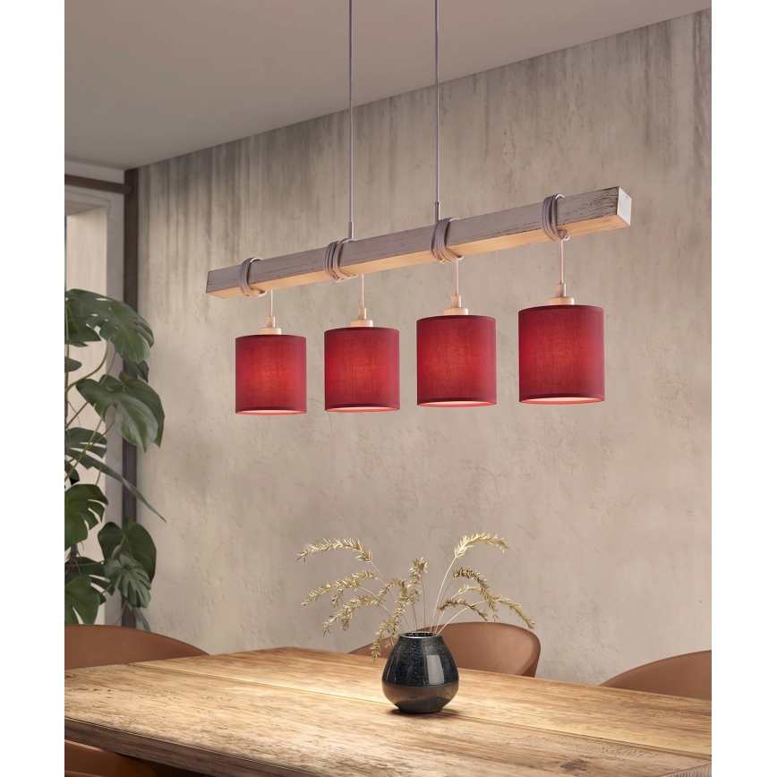 Brilagi - LED lestenec na kablu NUBILA 4xE27/60W/230V siva/pompejska rdeča