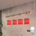 Brilagi - LED lestenec na kablu NUBILA 4xE27/60W/230V siva/rdeča