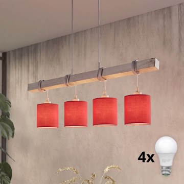 Brilagi - LED lestenec na kablu NUBILA 4xE27/60W/230V siva/rdeča