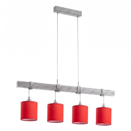 Brilagi - LED lestenec na kablu NUBILA 4xE27/60W/230V siva/rdeča