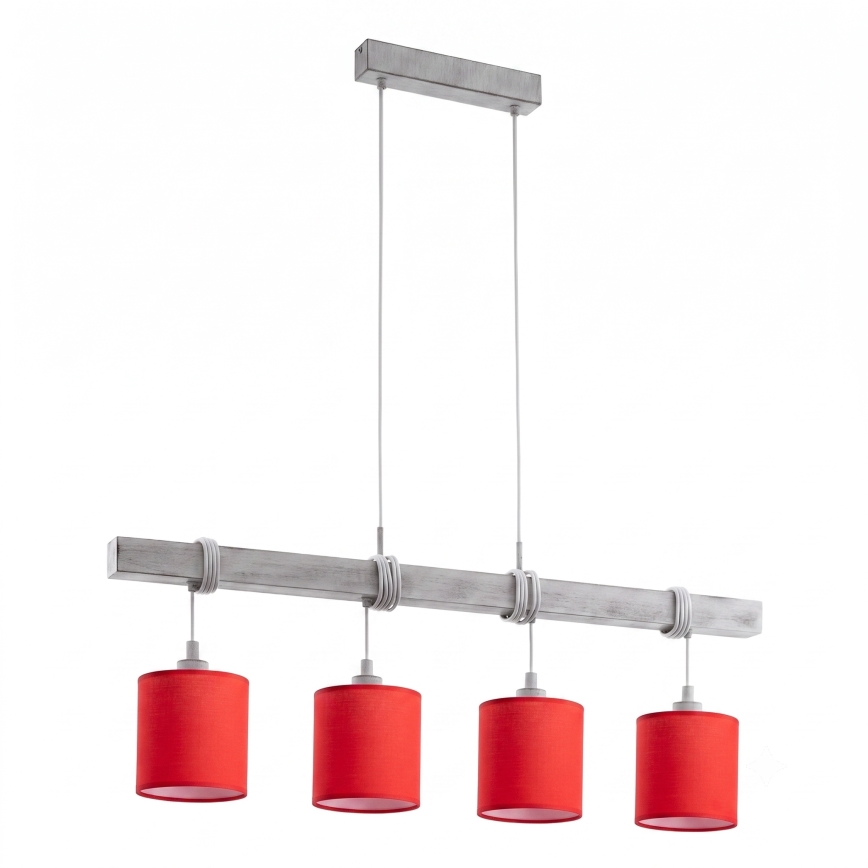 Brilagi - LED lestenec na kablu NUBILA 4xE27/60W/230V siva/rdeča