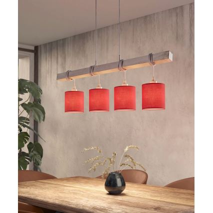 Brilagi - LED lestenec na kablu NUBILA 4xE27/60W/230V siva/rdeča