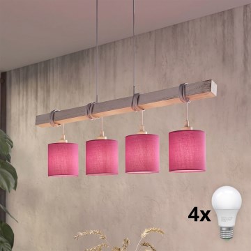 Brilagi - LED lestenec na kablu NUBILA 4xE27/60W/230V siva/rožnata
