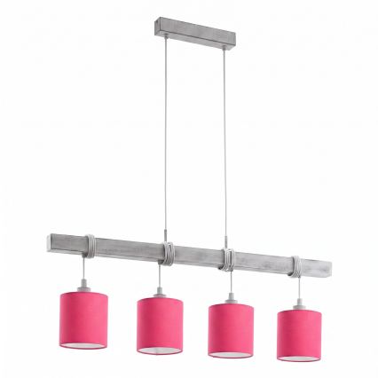 Brilagi - LED lestenec na kablu NUBILA 4xE27/60W/230V siva/rožnata