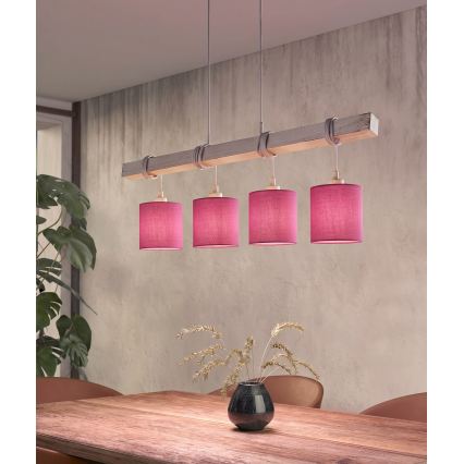 Brilagi - LED lestenec na kablu NUBILA 4xE27/60W/230V siva/rožnata