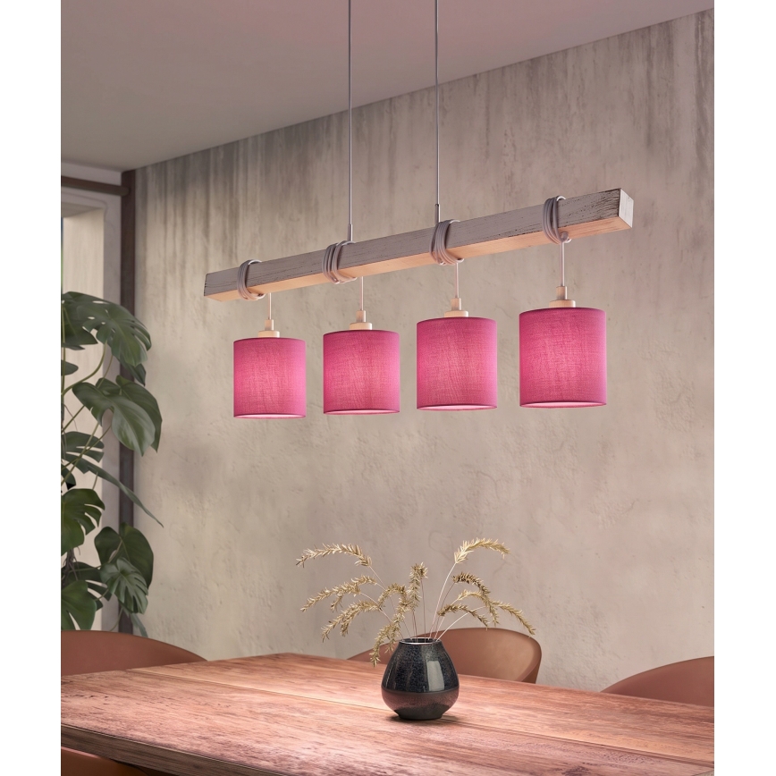 Brilagi - LED lestenec na kablu NUBILA 4xE27/60W/230V siva/rožnata