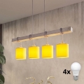 Brilagi - LED lestenec na kablu NUBILA 4xE27/60W/230V siva/rumena