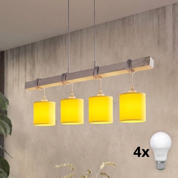 Brilagi - LED lestenec na kablu NUBILA 4xE27/60W/230V siva/rumena