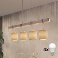 Brilagi - LED lestenec na kablu NUBILA 4xE27/60W/230V siva/svetlo rjava