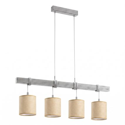 Brilagi - LED lestenec na kablu NUBILA 4xE27/60W/230V siva/svetlo rjava