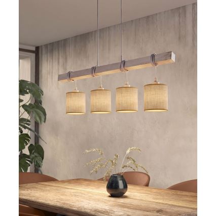 Brilagi - LED lestenec na kablu NUBILA 4xE27/60W/230V siva/svetlo rjava
