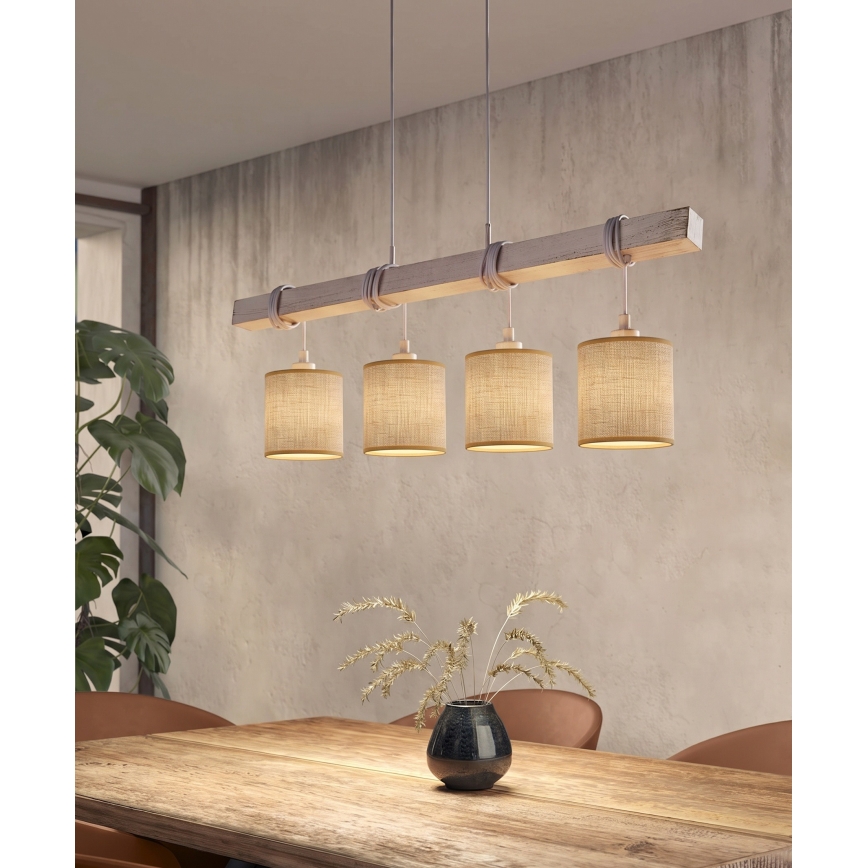 Brilagi - LED lestenec na kablu NUBILA 4xE27/60W/230V siva/svetlo rjava