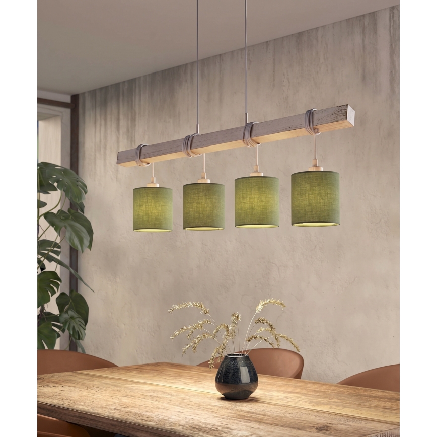 Brilagi - LED lestenec na kablu NUBILA 4xE27/60W/230V siva/zelena