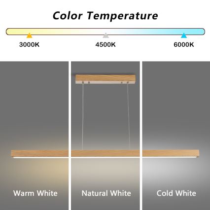 Brilagi - LED lestenec na kablu OAK LED/30W/230V 3000/4500/6000K hrast